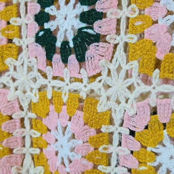 Rebellion Again Granny Square Crochet Crew Neck Sweater Coachella Stagecoach - Picture 9 of 14